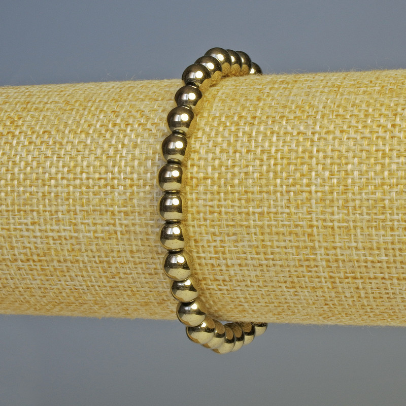 Браслет Гематит кулька колір бронза d-6мм+- L-18см+- стрейч, фото 1