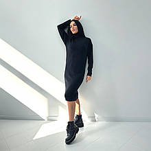 Тепле ангоровое плаття міді з високим коміром "Amina"| Батал