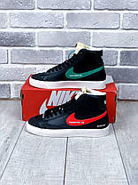 Чоловічі Кросівки Nike Blazer High 77 Color Code Black / Найк Блейзер 77 Колор Код Чорні з Синім та Червоним, фото 6