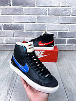 Чоловічі Кросівки Nike Blazer High 77 Color Code Black / Найк Блейзер 77 Колор Код Чорні з Синім та Червоним, фото 3