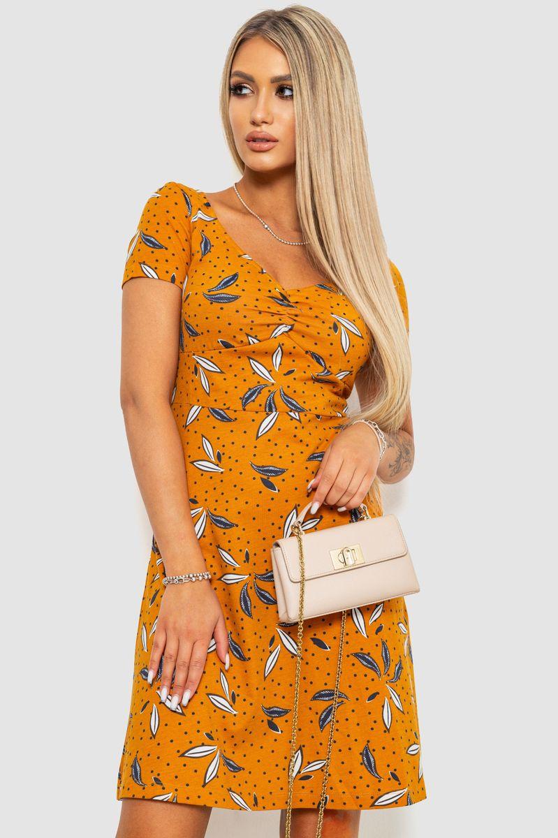 Плаття з принтом повсякденне, колір коричневий, 244R283, фото 1