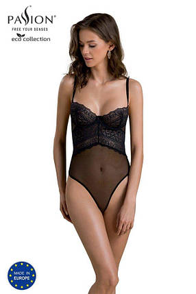 Боді Passion KERRIA BODY black, L/XL, з високими вирізами та верхом балконет, фото 1