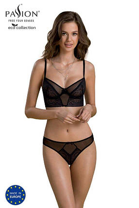 Комплект Passion DROSERA SET black, XXL/XXXL, сітка+мережево, бюстьє та трусики тангу, фото 1