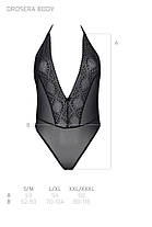 Боді Passion DROSERA BODY black, XXL/XXXL, високі вирізи, верх на зав'язках, фото 4