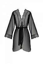 Пеньюар Passion AMBERLY PEIGNOIR black, L/XL, пояс у комплекті, фото 5