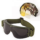 Тактичні окуляри-маска Solve з кріпленням на каску та трьома змінними лінзами Олива, фото 6