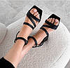 Босоніжки жіночі шкіряніі на підборі чорні 35р, фото 4