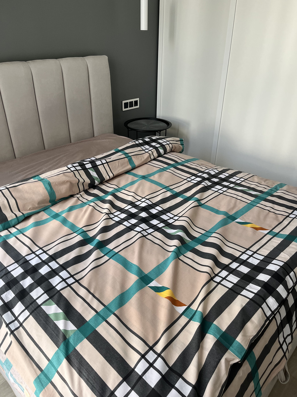 Двоспальна підковдра (Бязь) "Полосочки на сірому" 180х220 см, фото 1