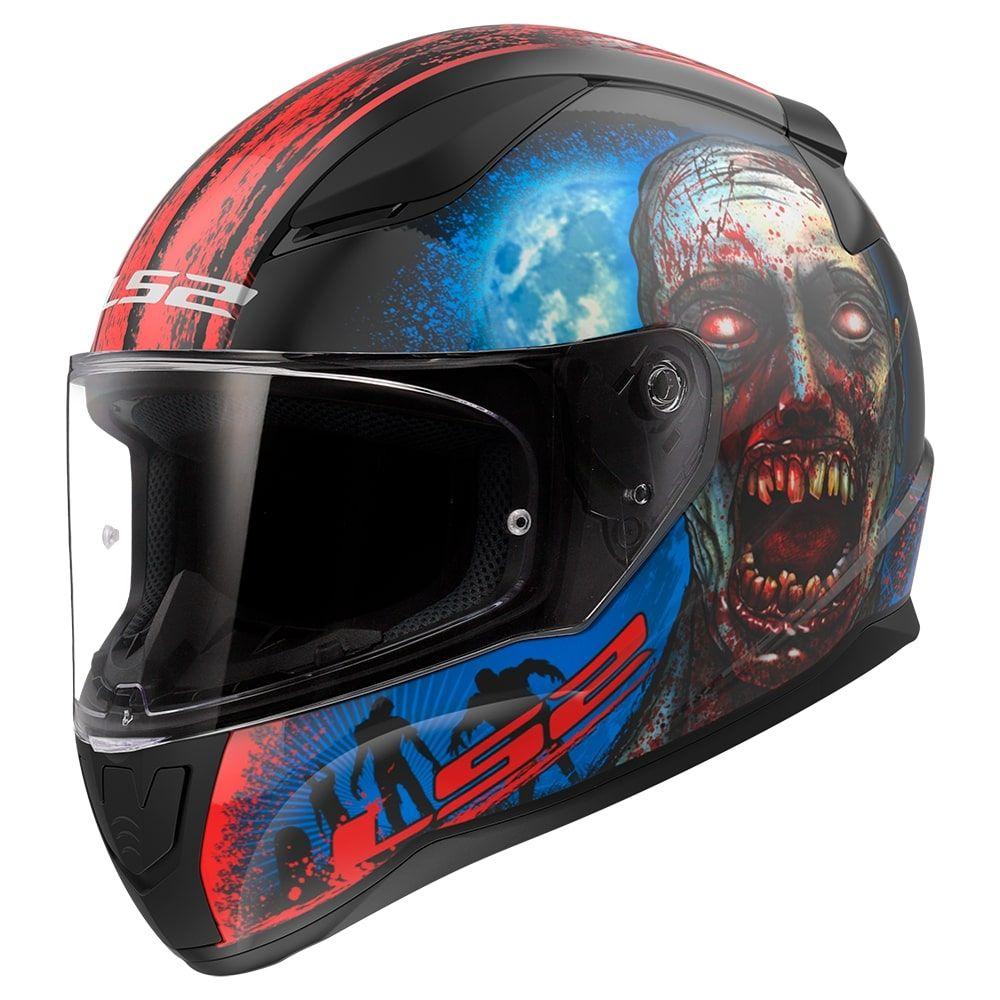 Мотошолом LS2 FF353 Rapid 2 Zombie Black Red XXXL