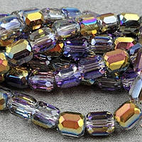 Бусины стекло цилиндр 7,5*8,5 мм  цена указана за 15  штук,/ цвет аметист с АБ