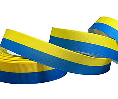 Репсова стрічка 2,5 см - Українська тематика- "Прапор України", метр, Різнокольоровий