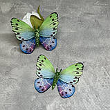 Декоративний метелик (аплікація метелик\ текстиль), розмір ~4 см, арт 016688, 1 шт, Різнокольоровий, фото 2