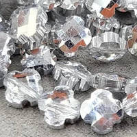 Бусины стекло клевер  8*3,5 мм  цена указана за 15 штук,/ цвет прозрачный серебро бок с АБ