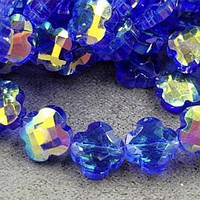 Бусины стекло клевер  8*3,5 мм  цена указана за 15 штук,/ цвет  синий с АБ