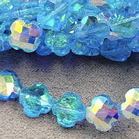 Бусины стекло клевер  8*3,5 мм  цена указана за 15 штук,/ цвет бирюза с АБ