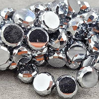 Бусины стекло монетка  9,5*5 мм  цена указана за 15 штук,/ цвет серебро металлизированный