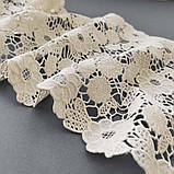 Ажурне мереживо макраме кольору айворі, бавовняна нитка, ширина 25,5 см, фото 4