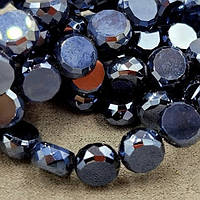 Бусины стекло монетка  9,5*5 мм  цена указана за 15 штук,/ цвет графит