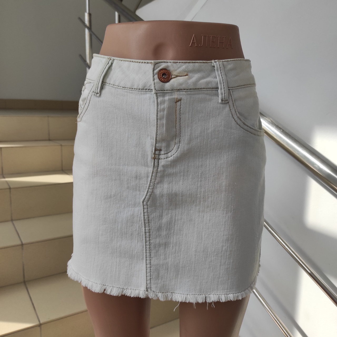 Спідниця джинсова коротка стрейч світло блакитна, фото 1