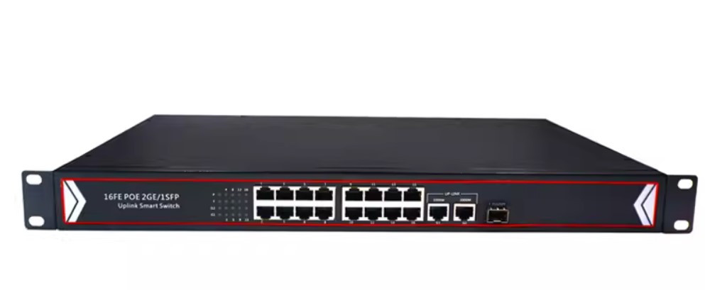 Мережевий POE комутатор 48 В Gigabit на 16+2 портів 260 Вт із вбудованим блоком живлення