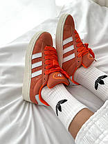 Жіночі кросівки Adidas Campus Apricot Crush Адідас Кампус помаранчеві замша шкіра повсякденні демісезон, фото 6