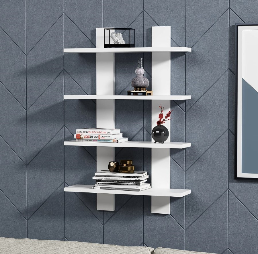 Настінна полиця для дрібниць з ламінованого ДСП Навісні полиці дитячу 590 мм Полиці для книг та квітів на стіну, фото 1