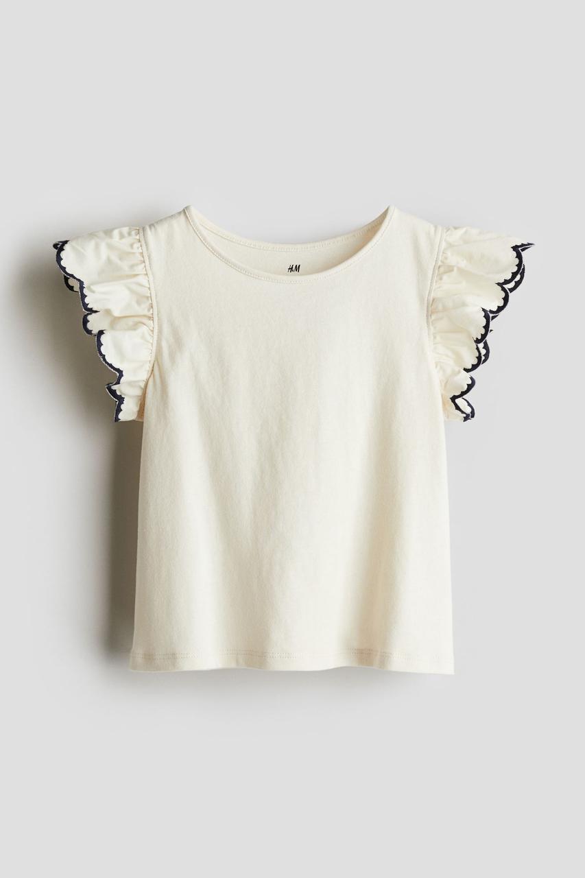Футболка з джерсі з англійською вишивкою кремова H&M 92, 98/104, 110/116, 122/128, 134/140см