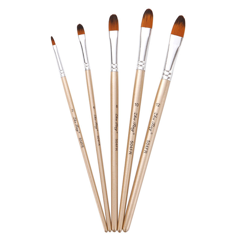 Набір пензлів, синтетика овальна, 5 шт., фото 1