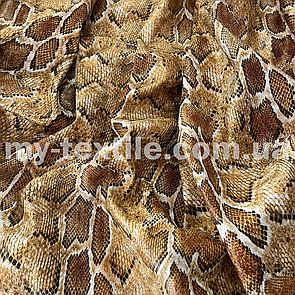 Кожзам Стрейч на трикотажі тиснений принт змії Золото