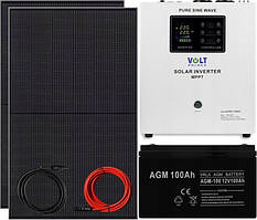 Аварійний сонячний комплект живлення ДБЖ UPS 1500W + акумулятор 100Ah