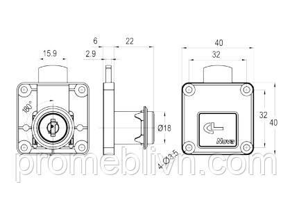 Замок врезной для ДСП Muller CN 22mm Cyber Nova 99364 - фото 2 - id-p418458740