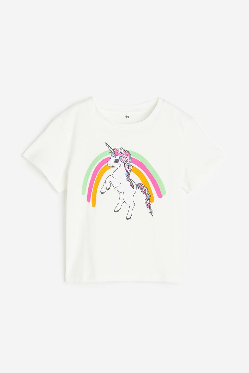 Футболка для дівчинки біла Єдинороги H&M 134/140см
