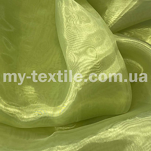 Тканина органза прозора з переливом 150 см однотон Оливковий