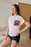 Жіноча футболка з леопардовими вставками "Esme" Батал, фото 3