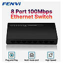 8-портів мережевий комутатор. FENVI Network Ethernet Switch 8 Port 10/100Mbps, фото 3