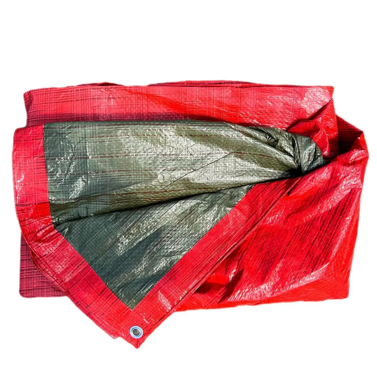 Тент 8х12м поліпропіленовий з кільцями 80г/м2 Ламінований вологозахищений. Оранжево/зелений. Двосторонній., фото 1