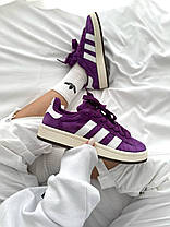 Жіночі кросівки Adidas Campus Purple Skate Адідас Кампус фіолетові замша шкіра повсякденні демісезон, фото 3