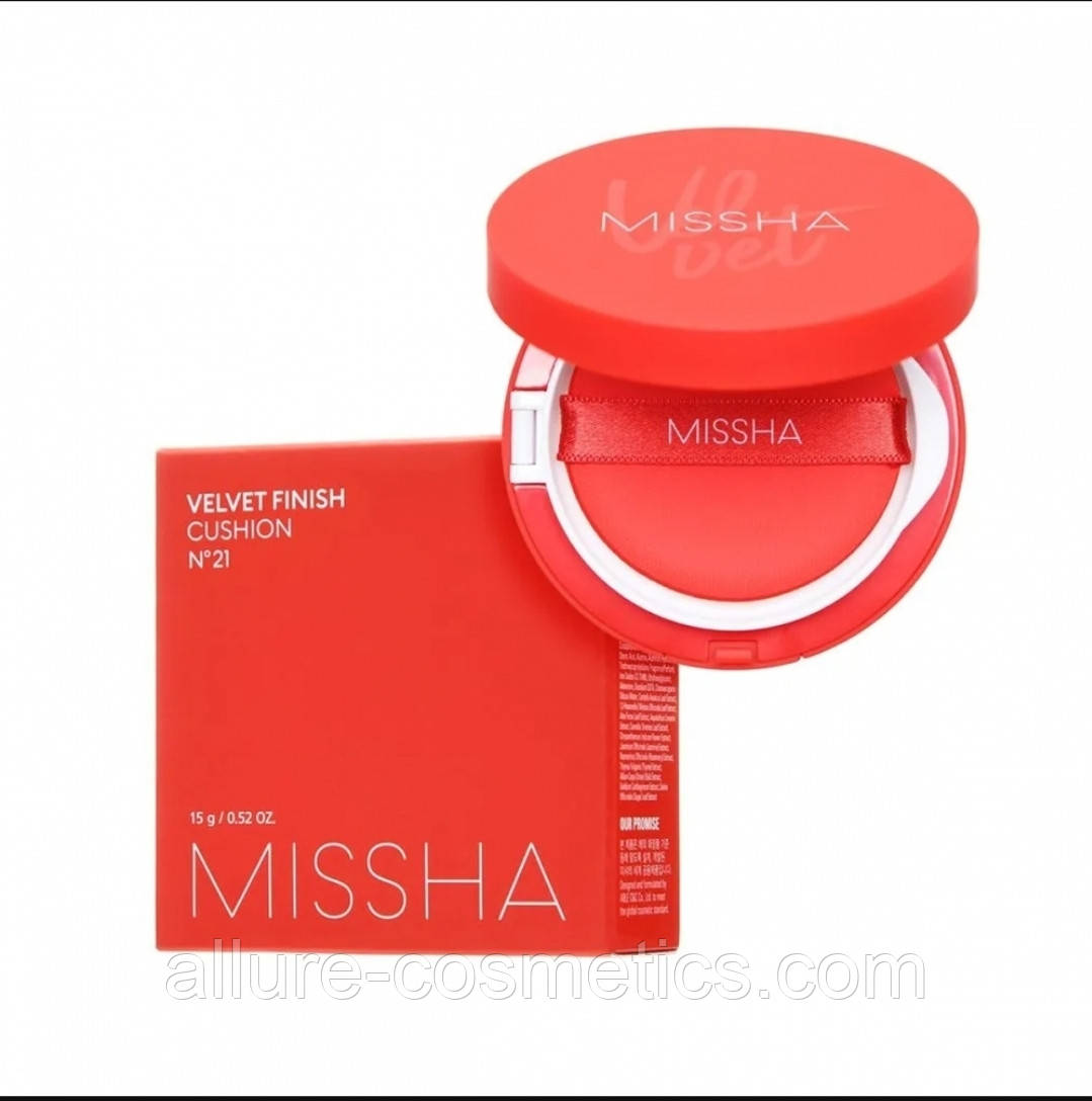 Тональний кушон з матовим фінішем MISSHA VELVET FINISH CUSHION SPF50, фото 1