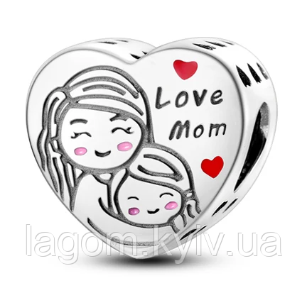 Срібний шарм-підвіска в стилі PANDORA Mom&Daughter 925 проба срібна намистина на браслет для мами ПАНДОРА