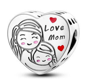Срібний шарм-підвіска в стилі PANDORA Mom&Daughter 925 проба срібна намистина на браслет для мами ПАНДОРА