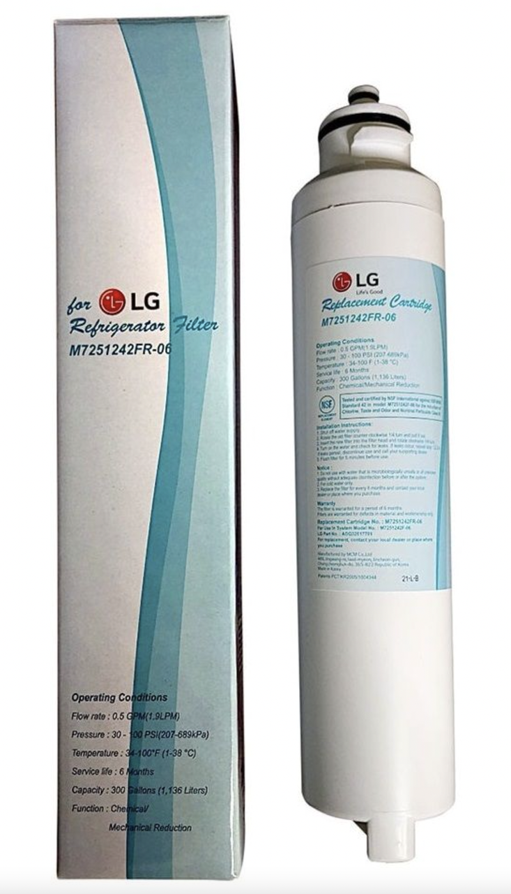 Фільтр очищення води M7251242FR-06 для холодильника LG Side-by-Side ADQ32617703 внутрішній