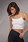 Трикотажна майка на тонких бретелях-гумках — білий колір, S (є розміри), фото 5