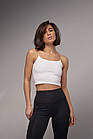 Трикотажна майка на тонких бретелях-гумках — білий колір, S (є розміри), фото 6