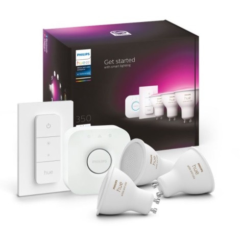 Основний набір Philips Hue WHITE AND COLOR AMBIANCE 3xGU10/4,3W 2000-6500K + пристрій для підключення. Товар з Європи