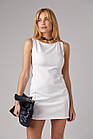 Коротке жіноче плаття без рукавів — білий колір, M (є розміри), фото 2