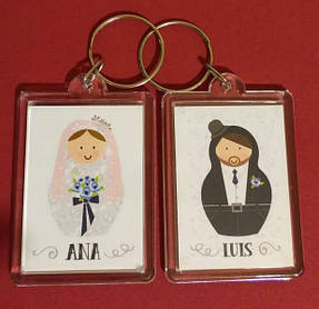 Брелок с фото. Подарок гостям на свадьбе от молодоженов. Размер фото 50х35 мм 3