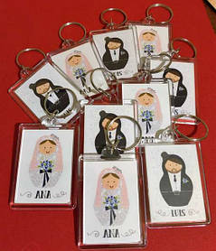 Брелок с фото. Подарок гостям на свадьбе от молодоженов. Размер фото 50х35 мм 1