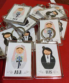 Брелок с фото. Подарок гостям на свадьбе от молодоженов. Размер фото 50х35 мм 4