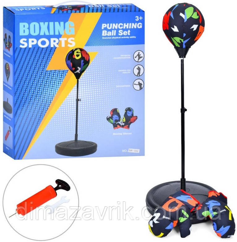 Дитячий боксерський набір Boxing MR 1250 BR Боксерська груша діаметром 18 см, стійка 90-110 см, 2 рукавички, насос