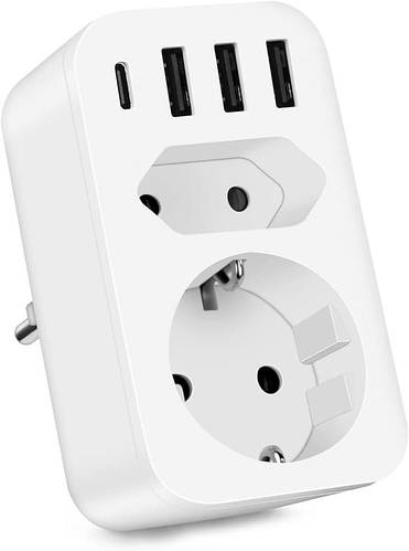 Двойная вилка для розетки USB-разъем (4000 Вт/16 А) 6в1, с 3 разъемами ...